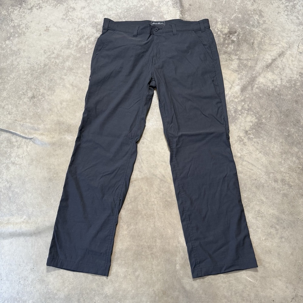 Eddie Bauer Travex Pants Mens Size 38 Gray Chino Flat Front Hiking